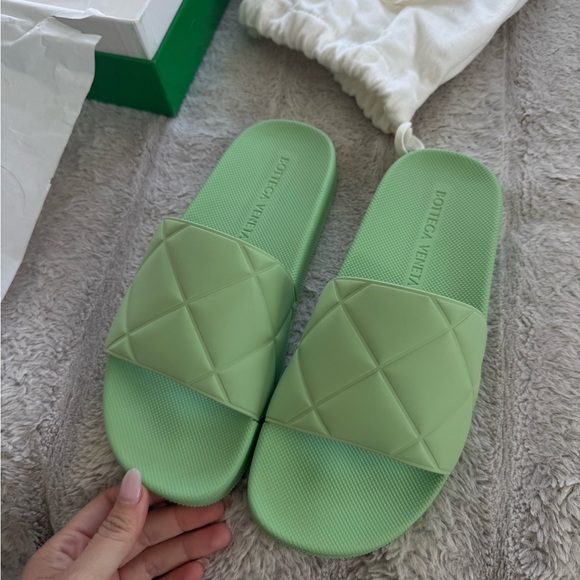 Bottega Pistachio Green Slides - Picture 7 of 10